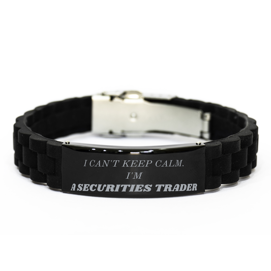 Pulsera con cierre deslizante negro de Securities Trader: "No puedo mantener la calma", perfecta para la graduación y la Navidad