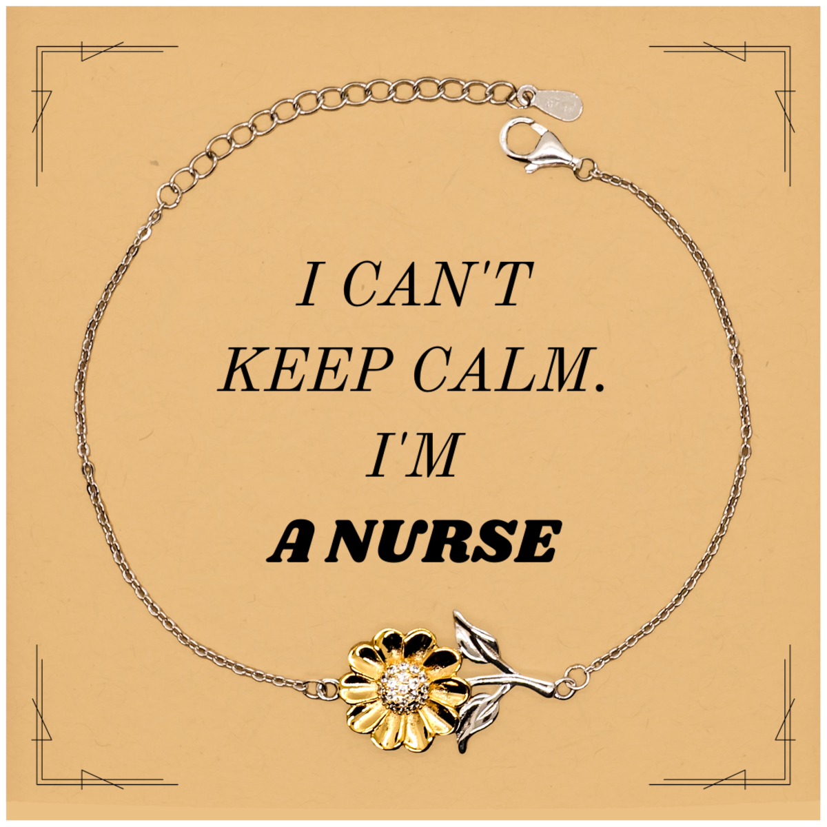 Engraved Sunflower Bracelet for Nurses - I Cant Keep Calm, Inspirational Gift for Graduation, Christmas, Confidence in Nursing