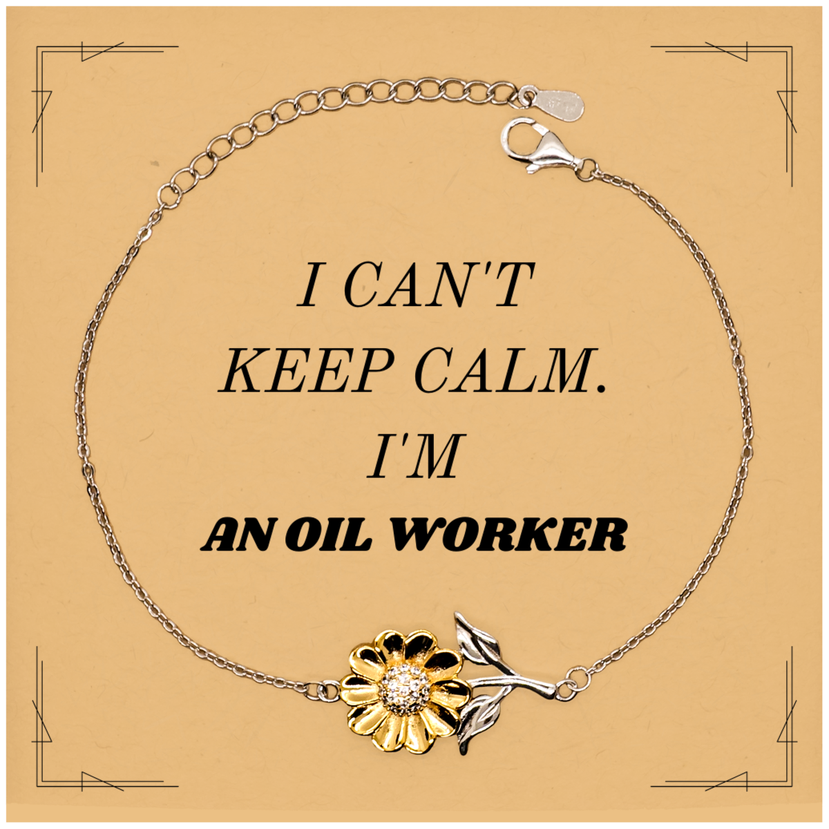 Oil Worker Engraved Sunflower Bracelet - Perfect Gift for Birthday, Christmas, Graduation, Veterans Day - I Cant Keep Calm, Im an Oil Worker