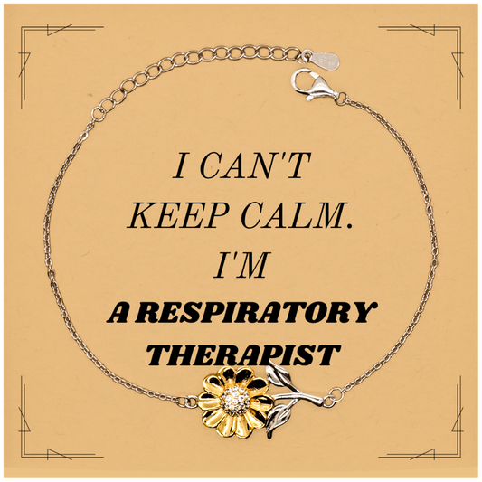 Respiratory Therapist Sunflower Bracelet | I Cant Keep Calm Gift for Healthcare Workers and Graduation