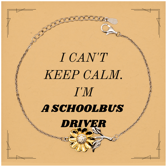 Schoolbus Driver Sunflower Bracelet I cant keep calm Engraved Inspirational Gift for Birthday and Christmas