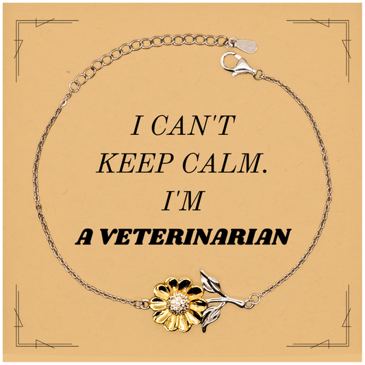 Unique Sunflower Bracelet for Veterinarian - I Cant Keep Calm, Im a Animal Doctor - Inspirational Gift for Graduation, Birthday, Christmas, Hope and Confidence