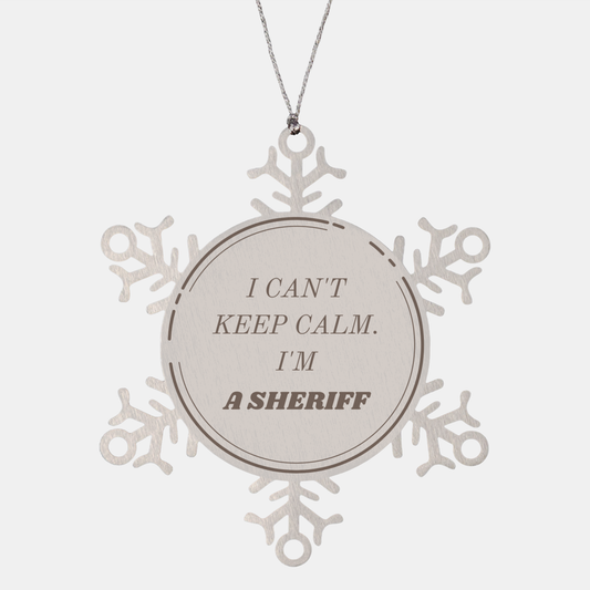 Adorno de copo de nieve Sheriff - No puedo mantener la calma, regalo de Navidad para agente de la ley, decoración navideña única