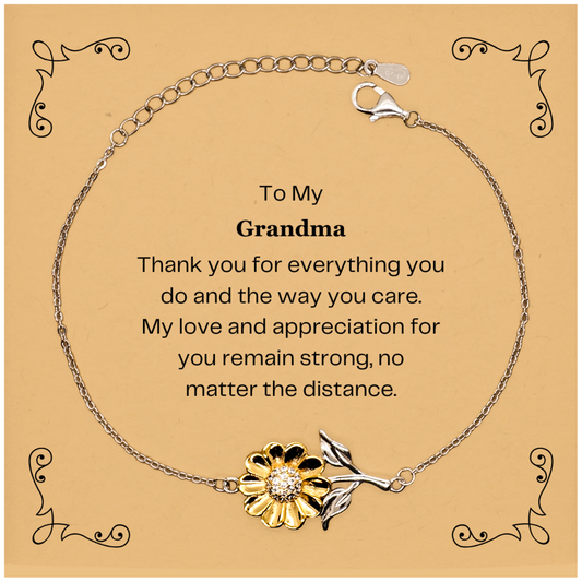 Grandma Sunflower Bracelet Engraved Love and Appreciation Gift for Holidays