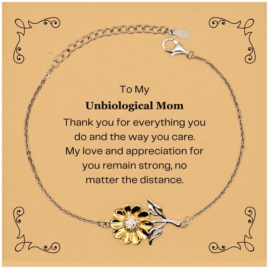 Unbiological Mom Sunflower Bracelet - A Token of Appreciation for Her Love, Care, and Support, Perfect for Mothers Day, Thanksgiving, and Christmas Gifts