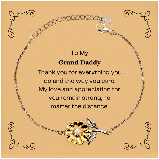 Grand Daddy Sunflower Bracelet Engraved Love and Appreciation Gift for Birthday, Christmas, and Veterans Day