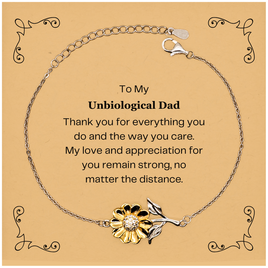 Unbiological Dad Sunflower Bracelet - My Love and Appreciation for You Remain Strong, Thank You for Everything You Do, Perfect Gift for Birthday, Christmas, Thank You, and Appreciation