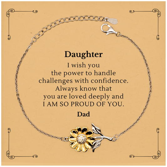 Daughter Bracelet Engraved Gift for Birthday Christmas Graduation - Im So Proud of You, Daughter. Sunflower Bracelet to Inspire Confidence and Love for Daughter