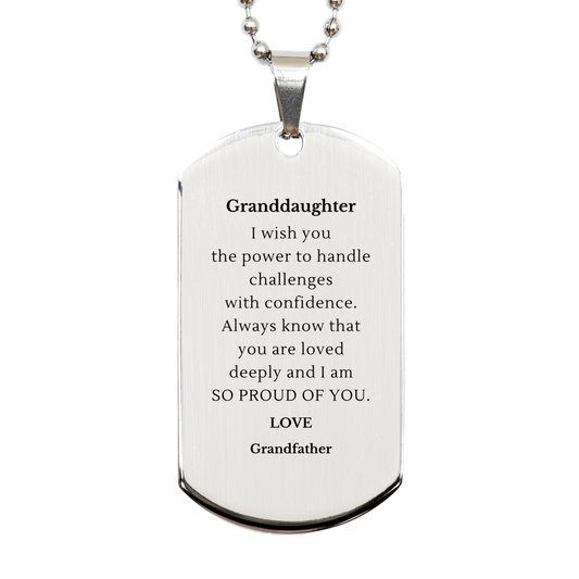 granddaughter engraved silver dog tag handle challenges with confidence proud grandfather gift for graduation birthday holidays