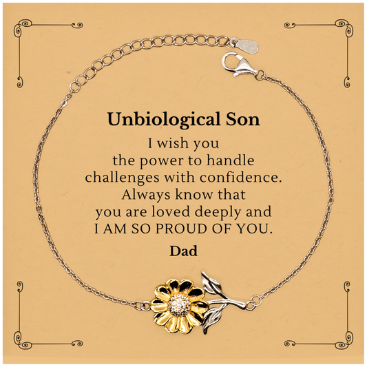 Unbiological Son Sunflower Bracelet Engraved Confidence Gift for Christmas