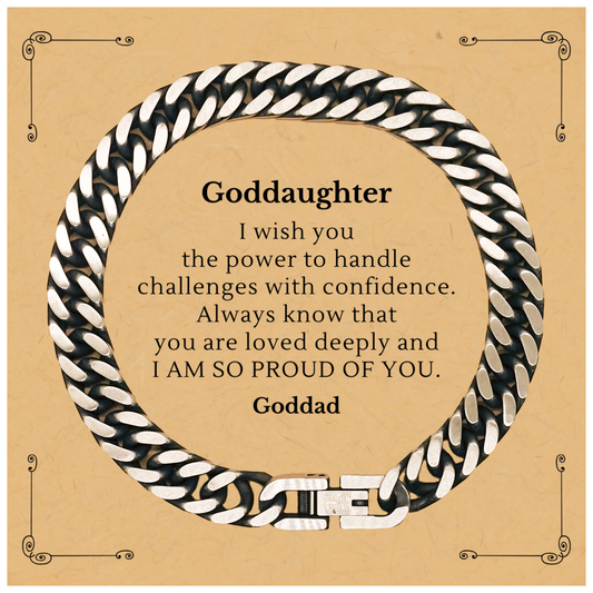 Goddaughter Cuban Link Chain Bracelet - Engraved with Love and Confidence for Christmas, Graduation, and More