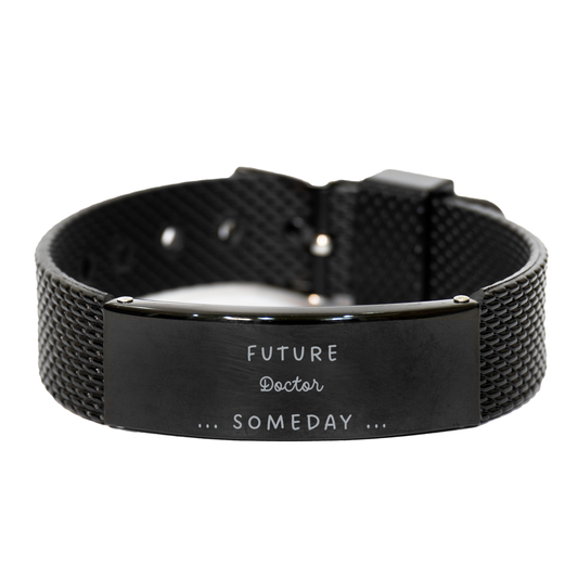 Future Doctor Graduation Gift Black Shark Mesh Bracelet Engraved Inspirational Confidence