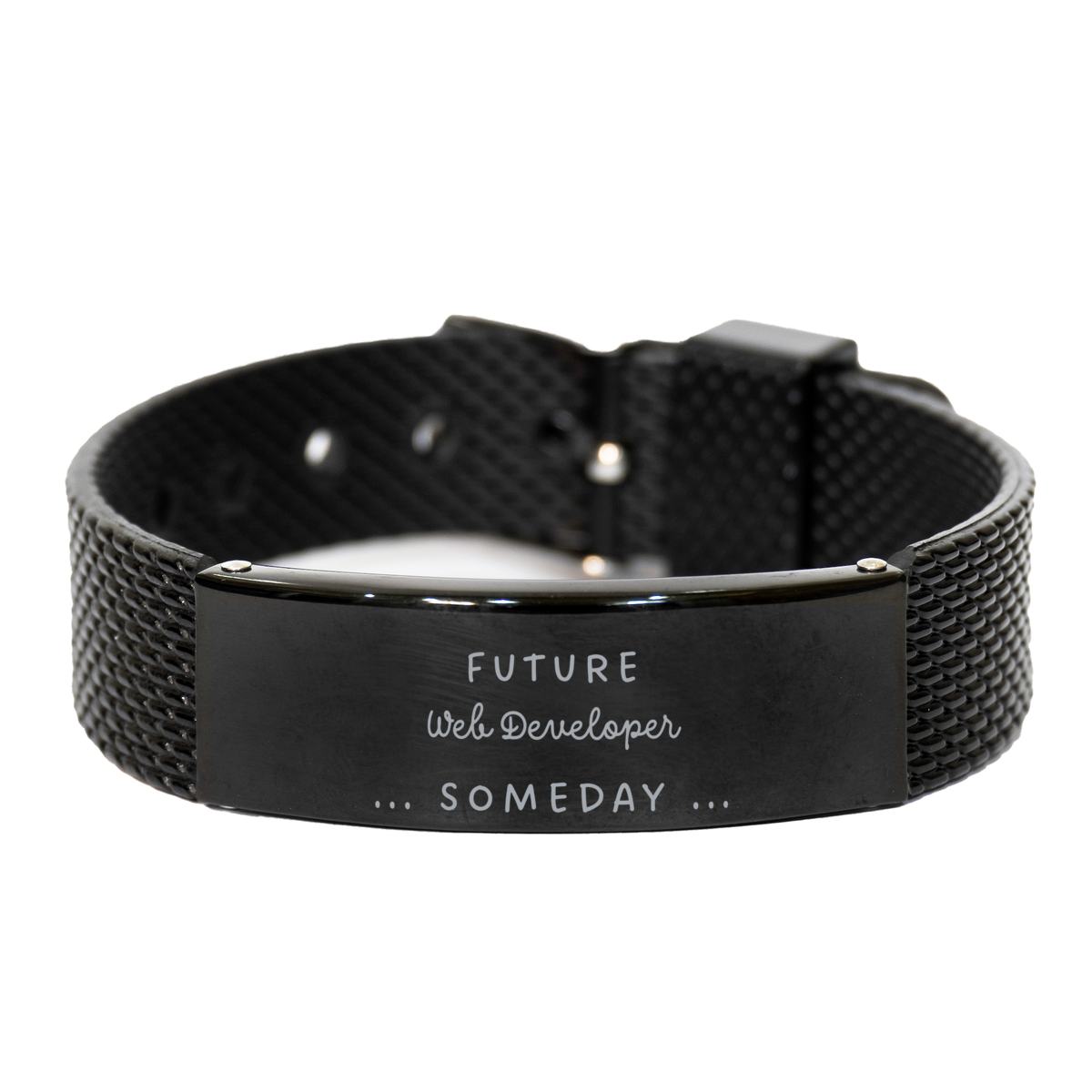 Black Shark Mesh Bracelet for Aspiring Web Developers - Inspirational Future Web Developer Gift for Graduation, Holidays, and Birthdays - Confidence Boost for Web Developers in Training - Perfect Engraved Bracelet for Web Developer Hopefuls