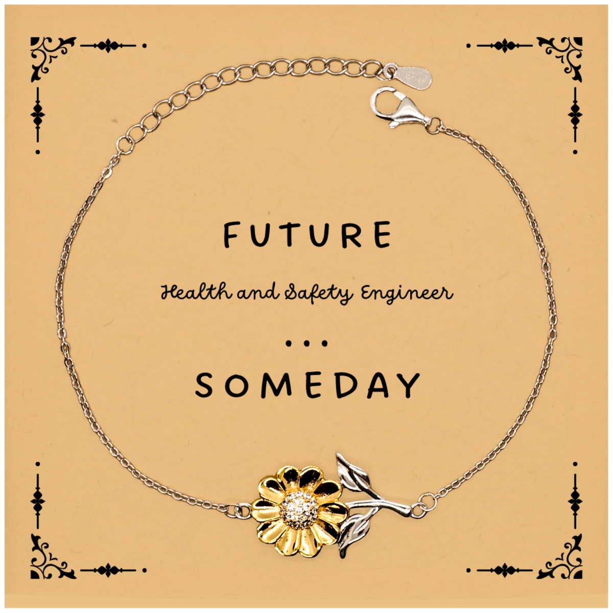 Future Health and Safety Engineer Sunflower Bracelet Engraved Inspirational Gift for Graduation and Christmas