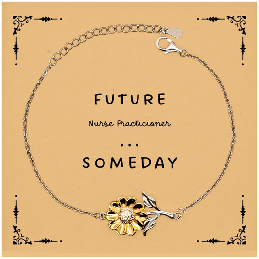 Future Nurse Practicioner Engraved Sunflower Bracelet Graduation Gift