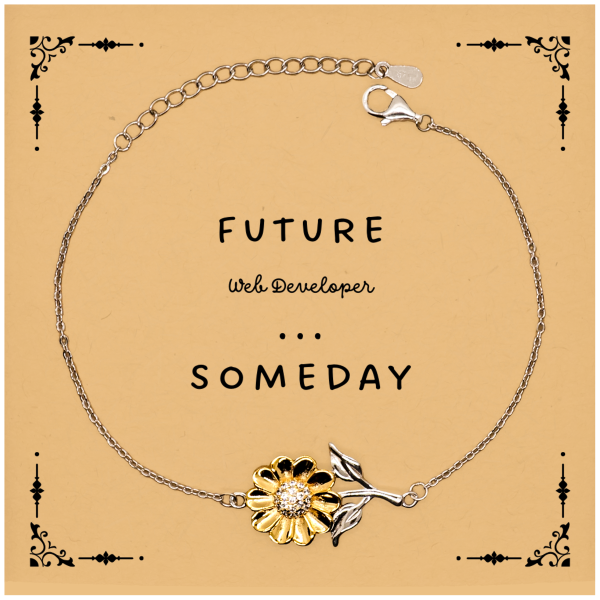 Web Developer Inspirational Engraved Sunflower Bracelet | Future Web Developer Gift for Graduation or Christmas