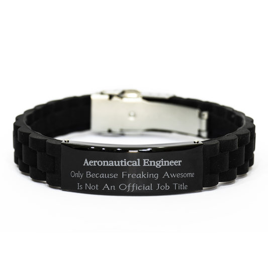 Engraved Black Glidelock Clasp Bracelet for Aeronautical Engineer - Aeronautical Engineer Only Because Awesome Is Not Official - Perfect Gift for Graduation, Birthday, or Christmas