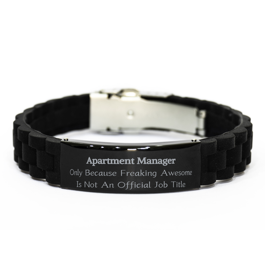 Apartment Manager Black Glidelock Clasp Bracelet - Freaking Awesome Official Job Title Gift for Christmas and Birthday