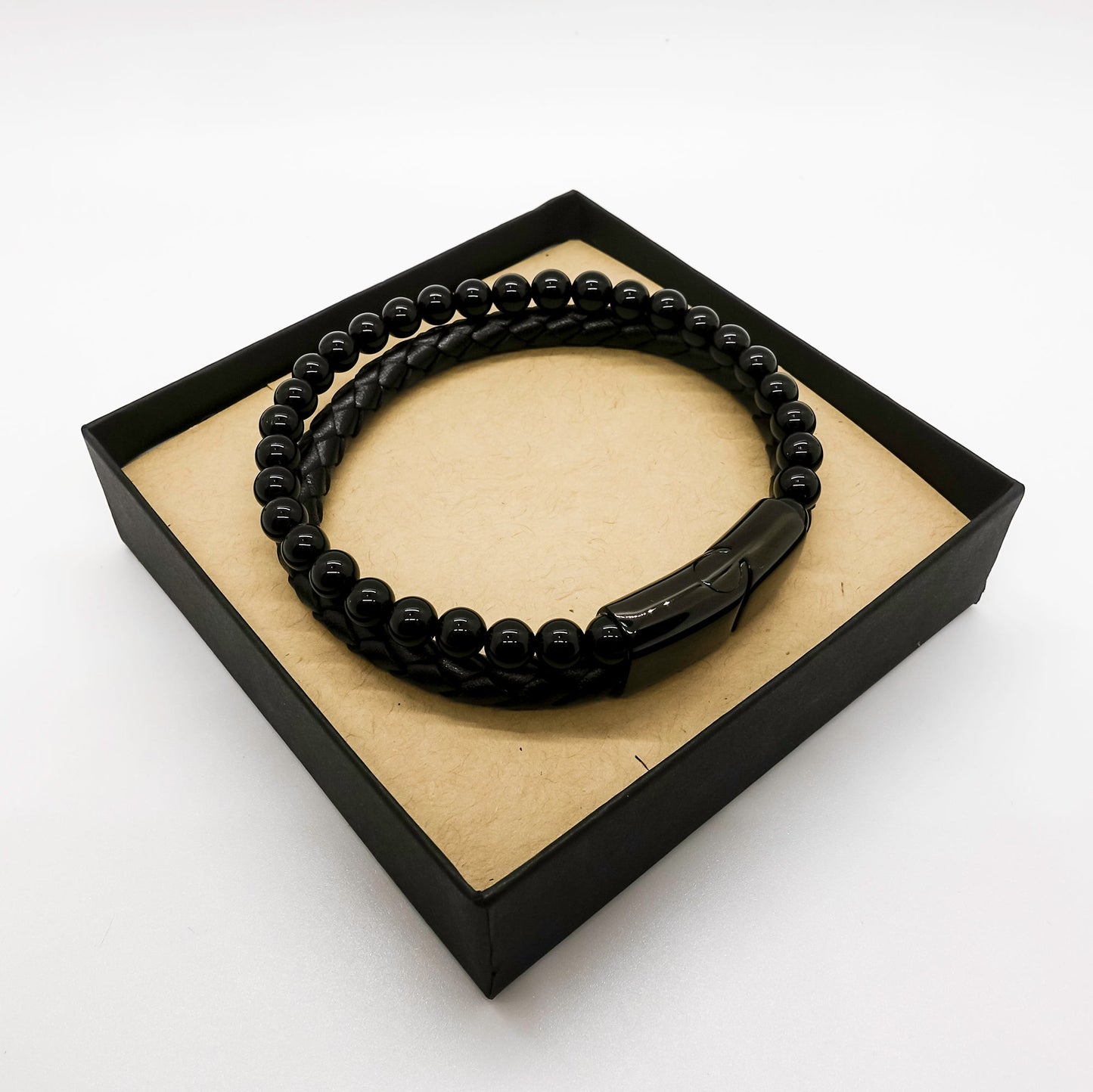 Customizable Stone Leather Bracelet
