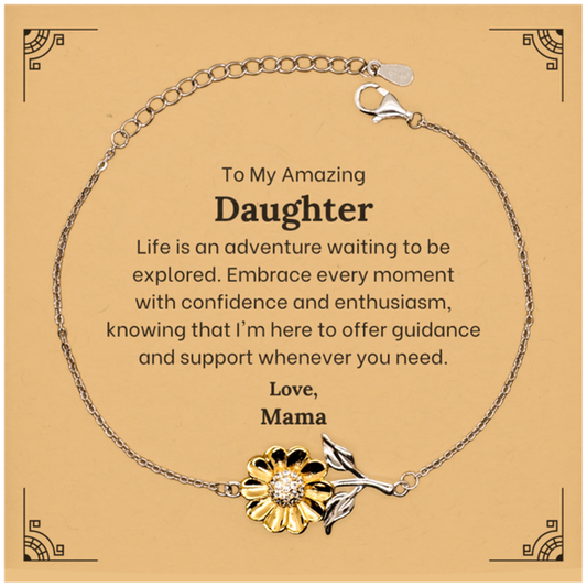 To My Amazing Daughter Supporting Sunflower Bracelet, Life is an adventure waiting to be explored, Birthday Unique Gifts for Daughter from Mama