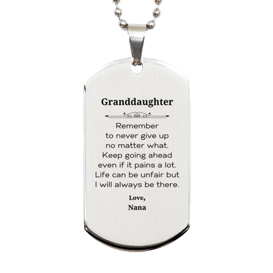 granddaughter motivational gifts from nana remember to never give up no matter what inspirational birthday silver dog tag for granddaughter