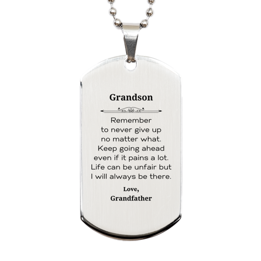 grandson motivational gifts from grandfather remember to never give up no matter what inspirational birthday silver dog tag for grandson