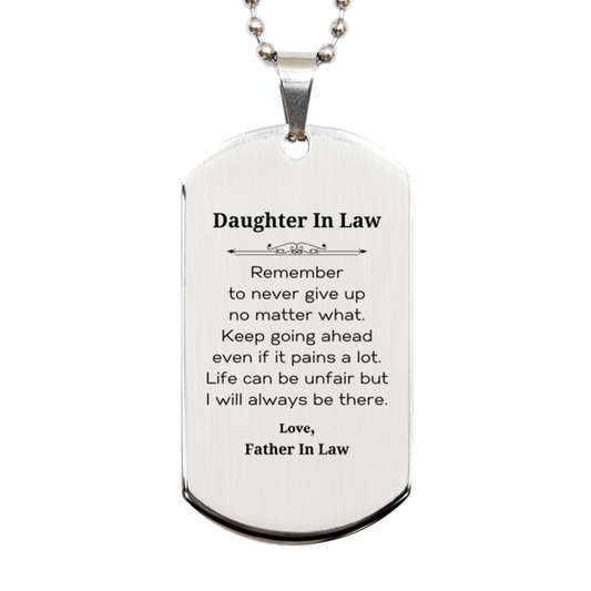 daughter in law motivational gifts from father in law remember to never give up no matter what inspirational birthday silver dog tag for daughter in law